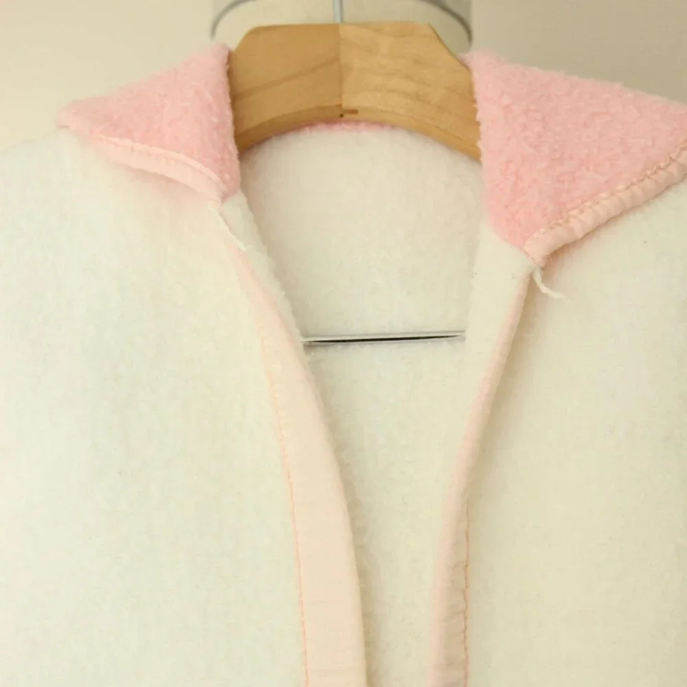 Vintage 1960s Baby Jacket With Ducks, Infant Girls Fleece Layette Clothing - Picture 5 of 10